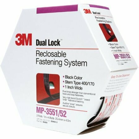 BSC PREFERRED 1'' x 15' 3M MP3551 Dual Lock Mini Pack Fastener - Black DK3M1011PK